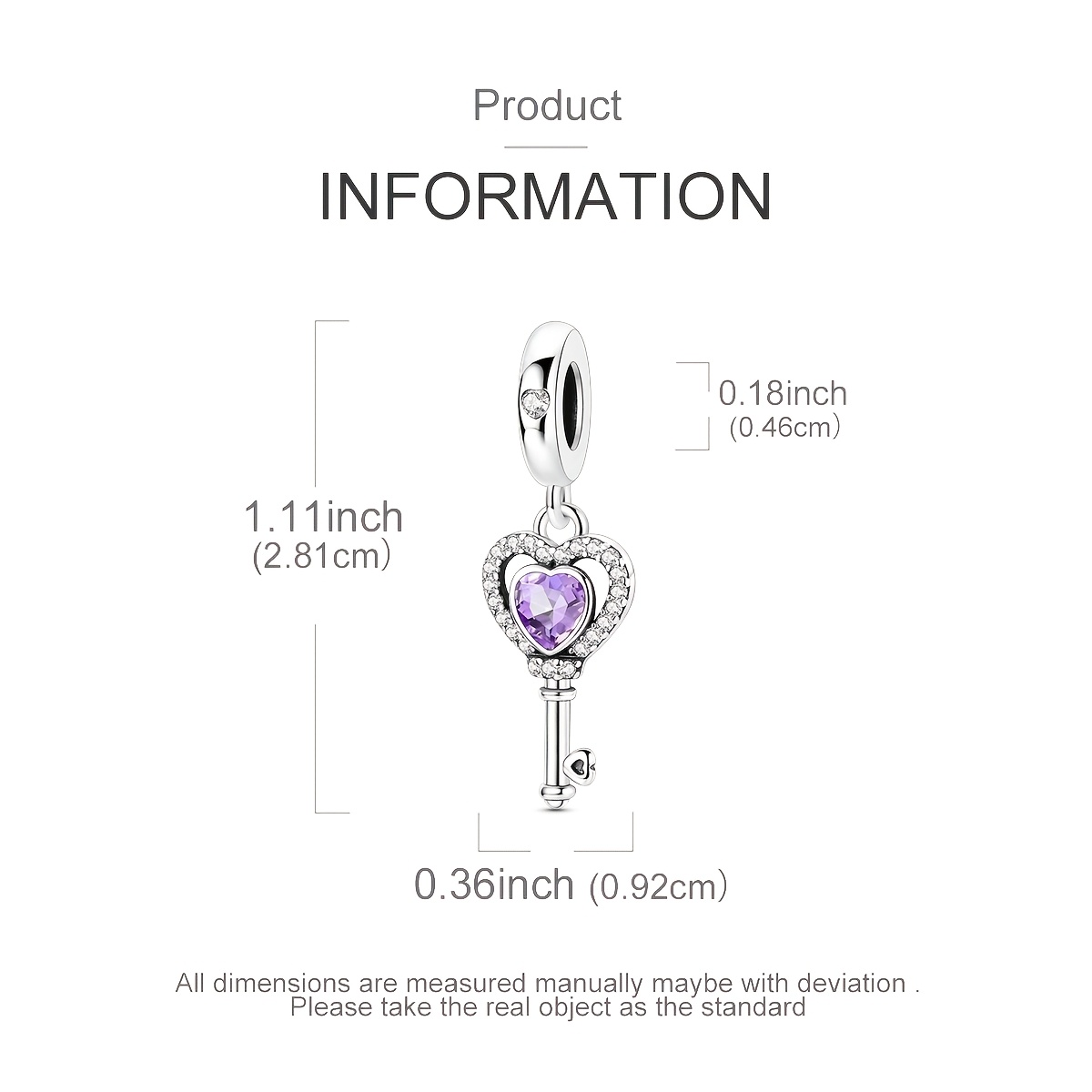 Heart Key Silver Plated Charm for DIY Jewellery Making
